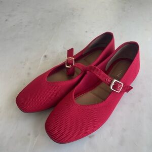 Red Mary Jane Flats Never Worn 6